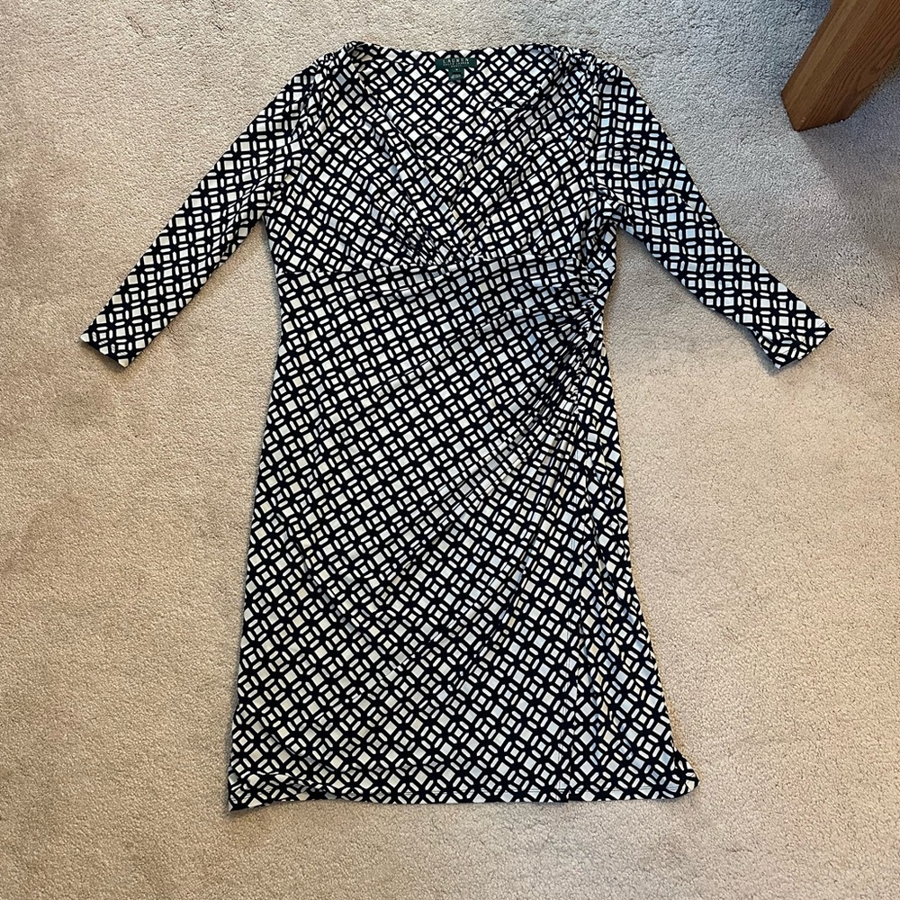 Ralph lauren blue and white print dress. Size 16